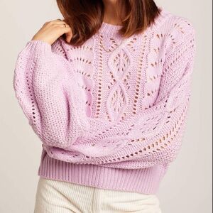 Lush Sofia Lavender-lilac Cable Knit Sweater
Size medium
